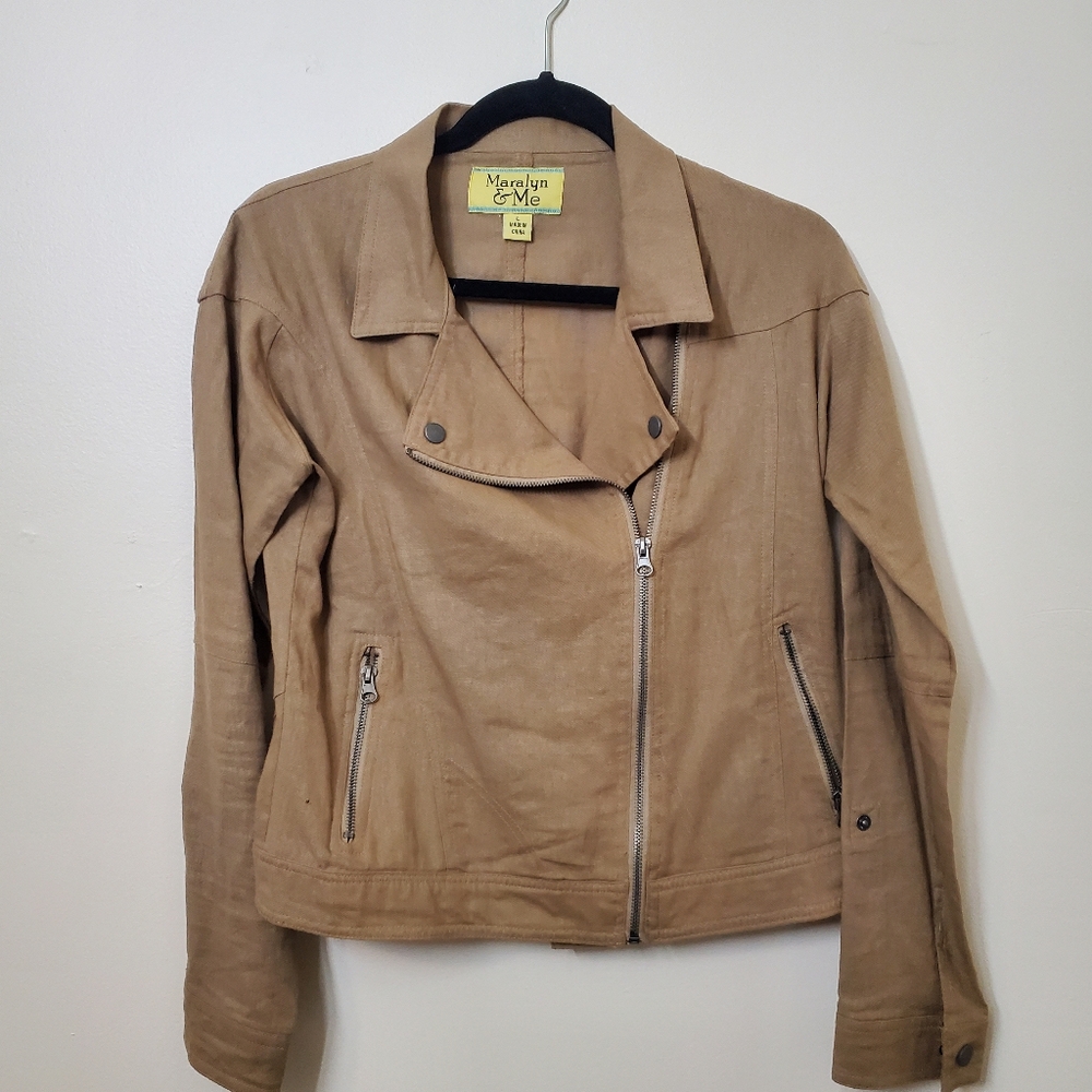 Maralyn & Me Motto Jacket Khaki Linen/Cotton Large Lightweight